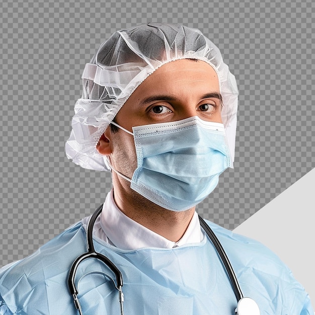 Arzt trägt gesichtsmaske png isoliert auf durchsichtigem hintergrund