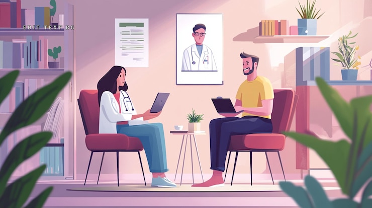 PSD arzt- und patientenberatung in einem hellen büro
