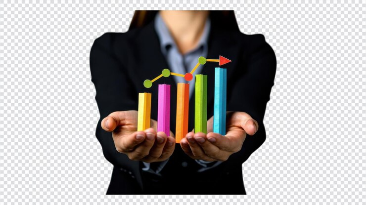 PSD as barras coloridas ilustram o crescimento nas métricas de desempenho empresarial