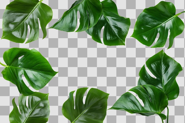 PSD as folhas de monstera criam uma vibrante atmosfera de verão para as vibrações de férias isoladas na png branca