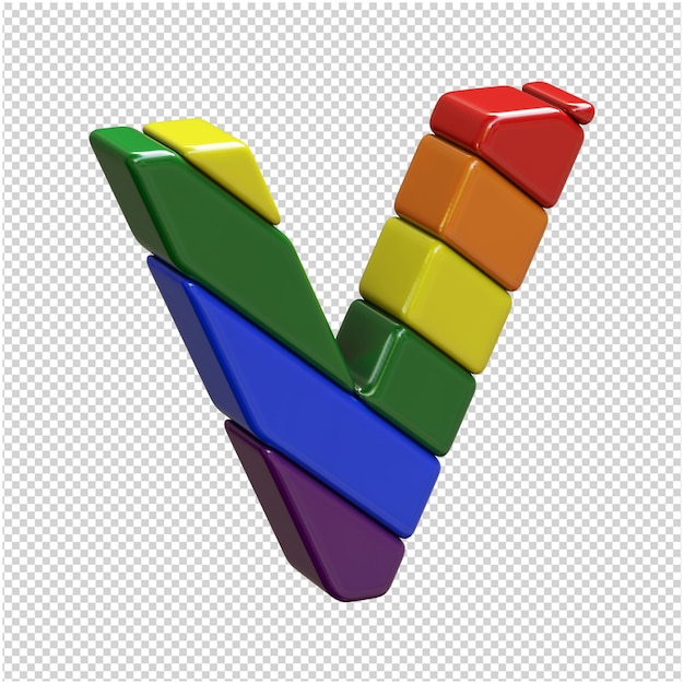 As letras das bandeiras lgbt foram giradas para a direita. 3d letra v