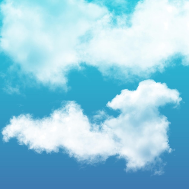 As nuvens no céu são brancas e azuis
