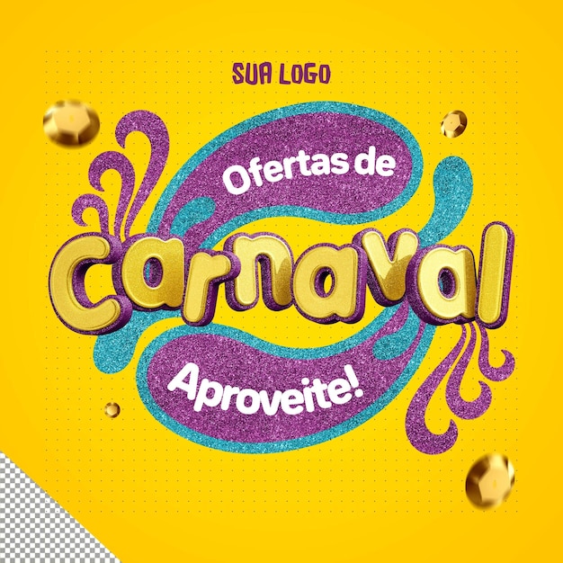 PSD as ofertas de carnaval do logotipo 3d desfrutam