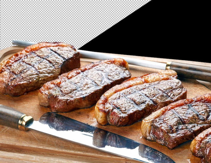 PSD asador de carnes en el asador picanha en rodajas picanha