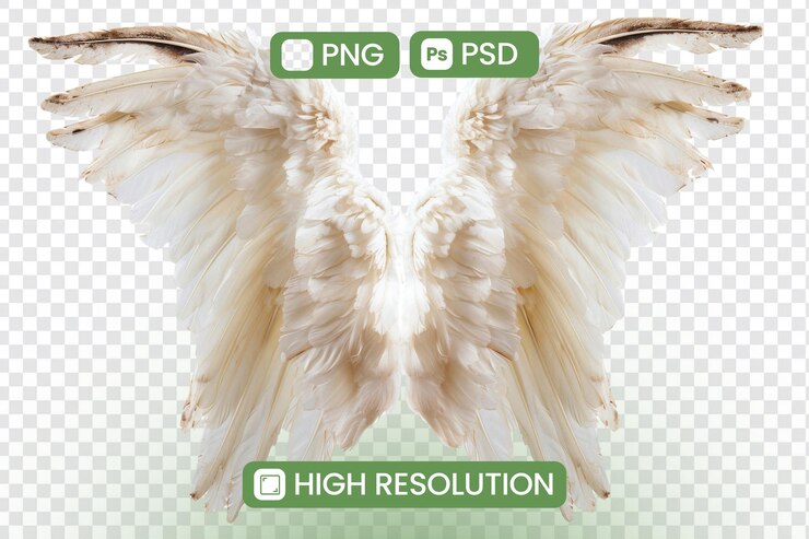 PSD asas de pássaro brancas com fundo transparente