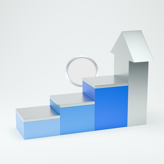 Ascendiendo las escaleras del éxito Una infografía de dibujos animados en 3D