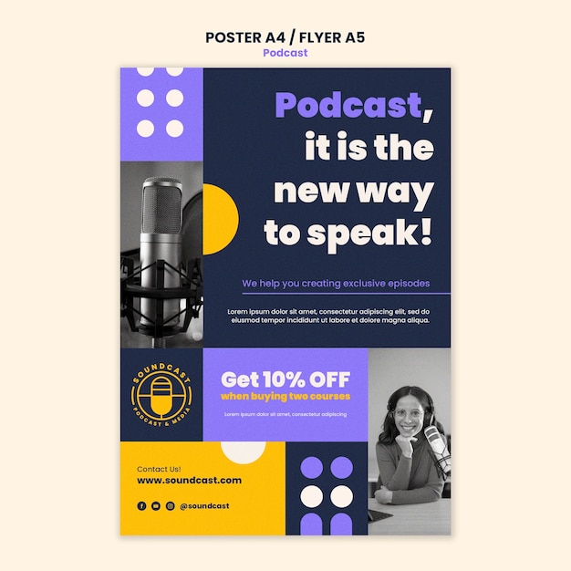 Ascolto del modello di poster dei podcast