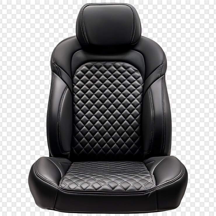 PSD asento de coche de cuero negro con costuras de diamante