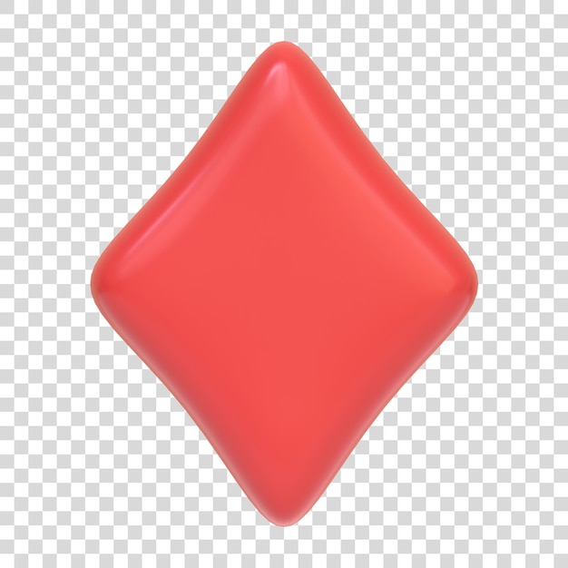 Ases jugando cartas símbolo diamantes con colores rojos aislados en fondo blanco icono 3D y símbolo