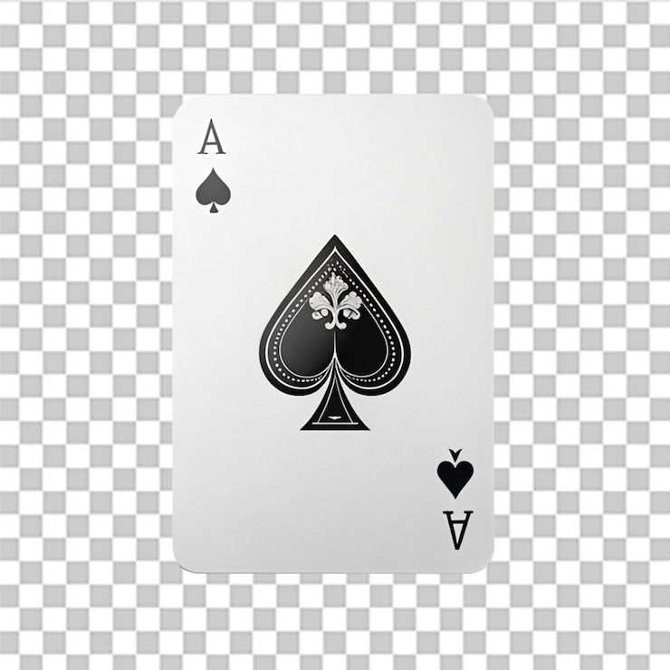 PSD los ases son cartas de juego que simbolizan las picas con colores negros aislados en un fondo transparente.