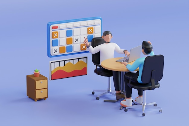 Asesor financiero 3d ilustración Negocio Asesor financiero trabajo e inversión empresarial