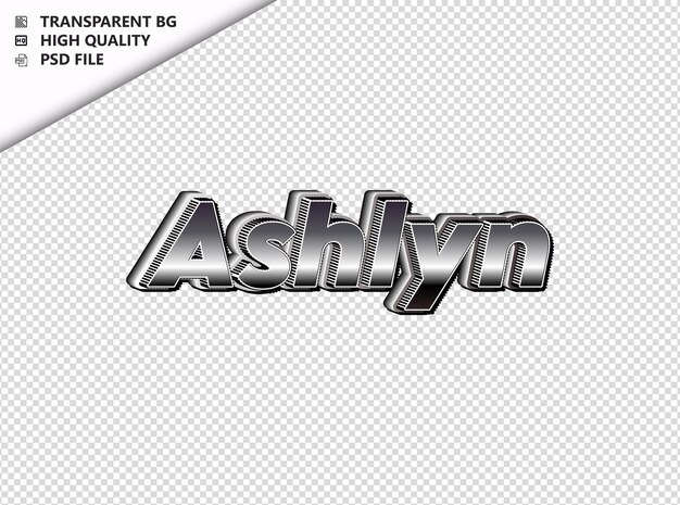 PSD ashlyn tipografía texto plateado negro psd transparente