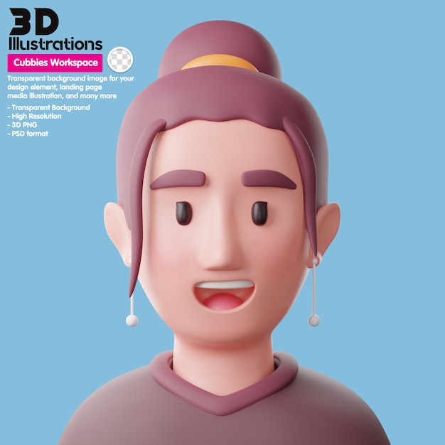 Ásia mulher meta pessoas 3d avatar