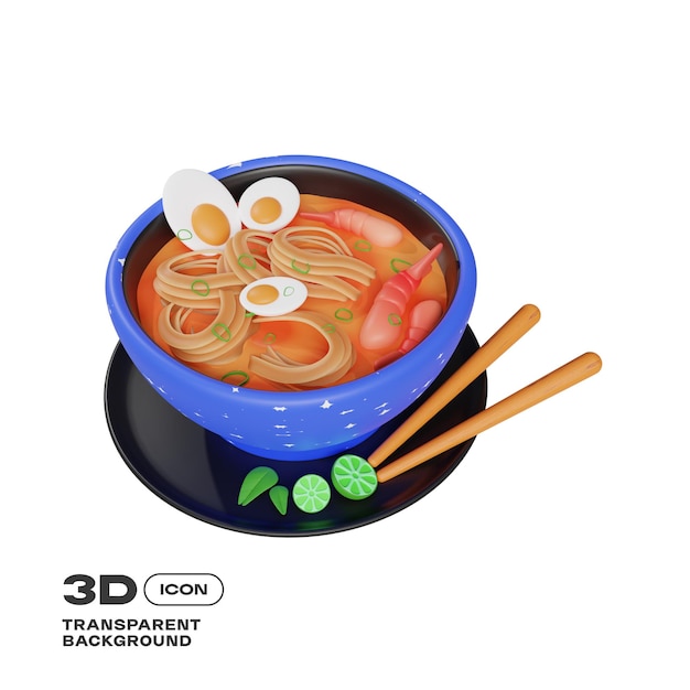 Asian Food 3D Icon PNG Template