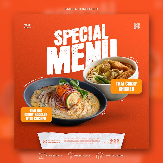 Asian food flyer social media post template banner