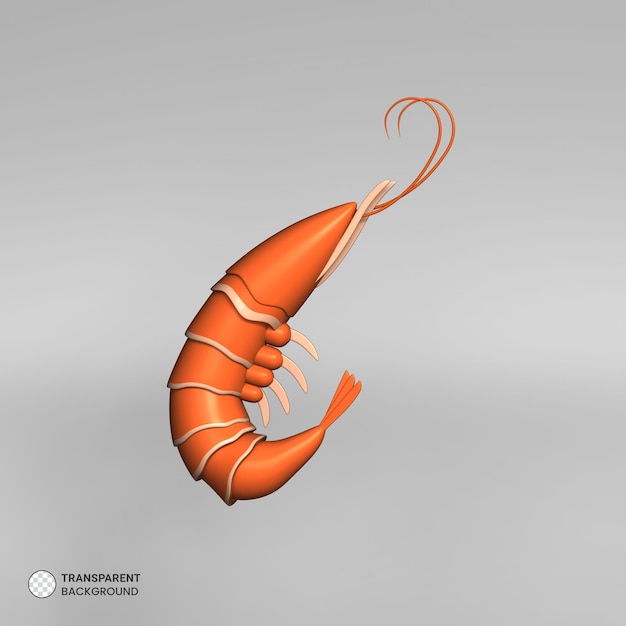 Asian food items shrimp icon isolated 3d render illustration