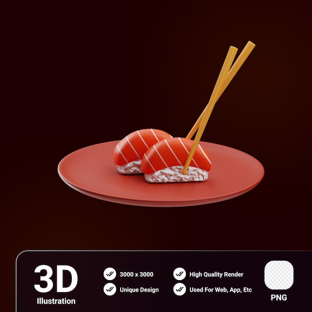 Asian Food Sushi 3D Illustration
