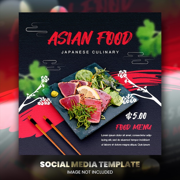 Asiatische Food-Social-Media-Promotion und Instagram-Banner-Post-Design-Vorlage