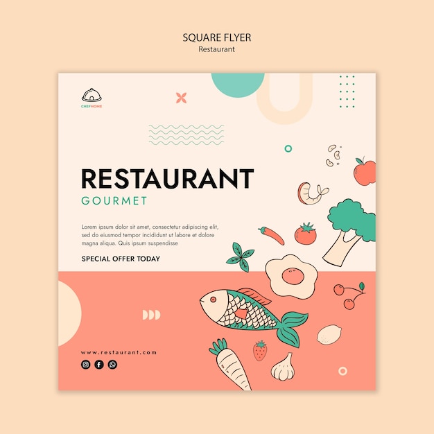 PSD asiatische restaurantschablone des flachen designs