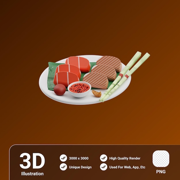 PSD asiatisches essen sashimi 3d-darstellung