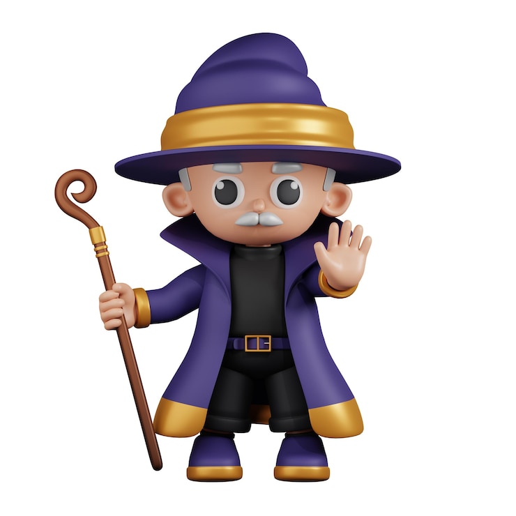 PSD asistente de dibujos animados haciendo la pose 3d de la señal de stop