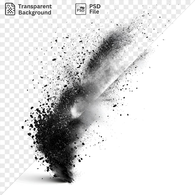 PSD asombroso estencil spray marcas símbolo vectorial sombra explosión de una salpicadura de tinta negra en un fondo aislado