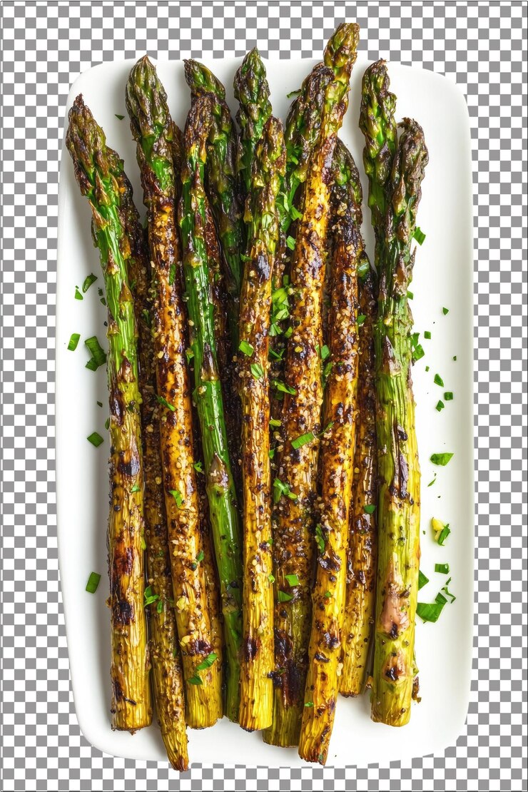 Asparagi alla griglia Tender e saporito un grande lato vegetale Iperrealistico piana bianca isolata