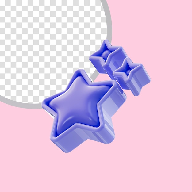 aspecto de dibujos animados icono de 3 estrellas concepto de renderizado 3d para juegos de Logros Comentarios de calificación del cliente