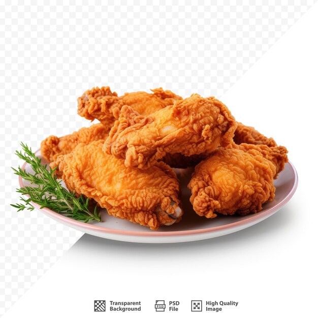 PSD une assiette d'ailes de poulet avec une garniture verte dessus.