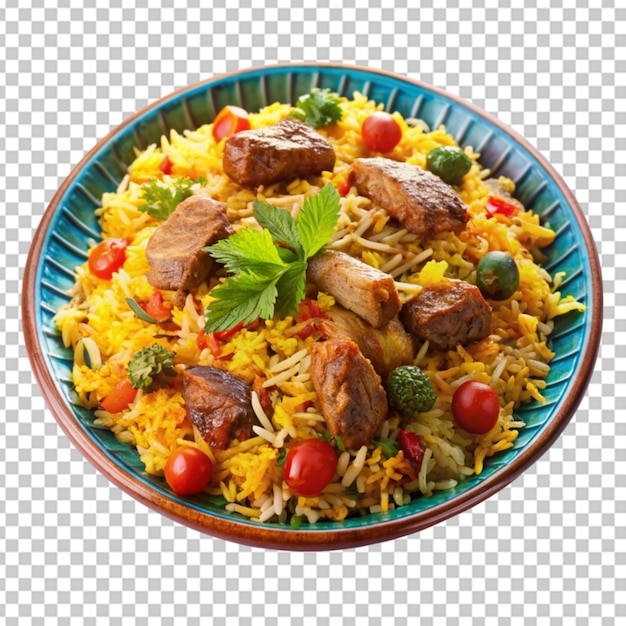 PSD une assiette colorée de biryani un plat de riz parfumé