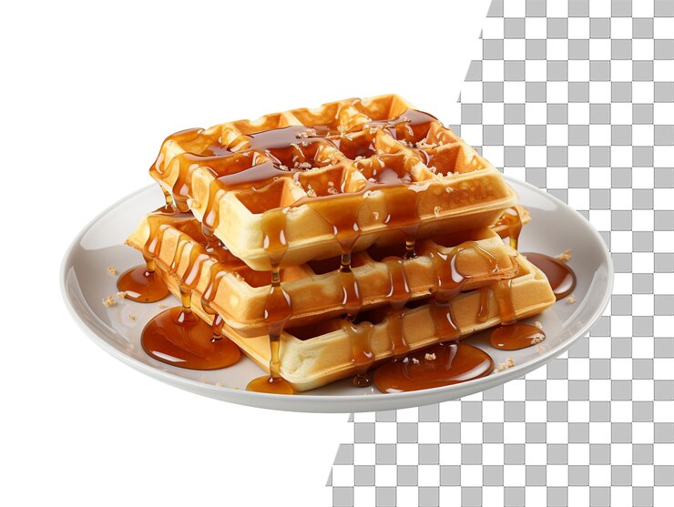 Une assiette de gaufres avec un fond transparent