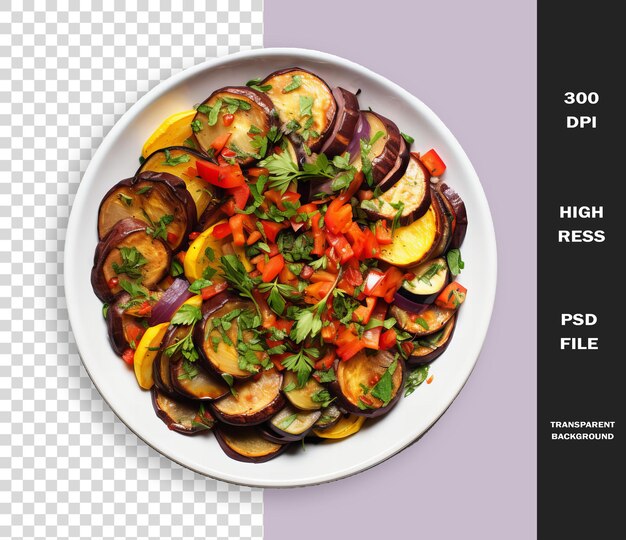 PSD une assiette de nourriture avec une image d'une assiette de légumes