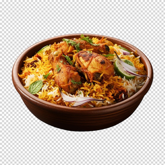 assiette de nourriture avec un poulet et du riz ou un biryani