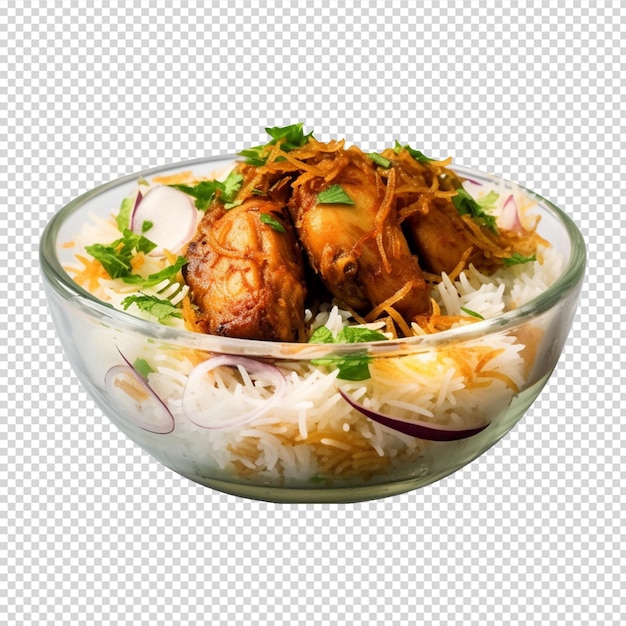 assiette de nourriture avec un poulet et du riz ou un biryani