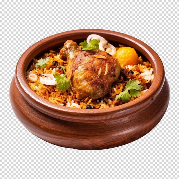 Assiette De Nourriture Avec Un Poulet Et Du Riz Ou Un Biryani