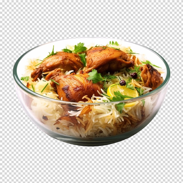 PSD assiette de nourriture avec un poulet et du riz ou un biryani