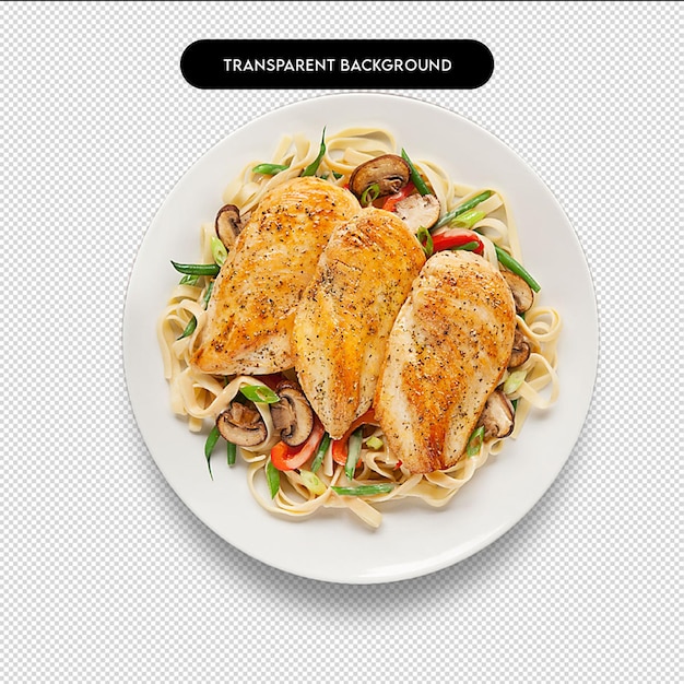 PSD une assiette de poulet avec des légumes et de la viande délicieuse illustrations de pâtes goût de l'italie