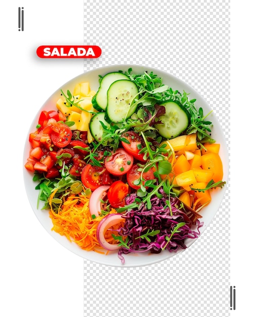 PSD assiette de salade et image de légumes sans fond psd