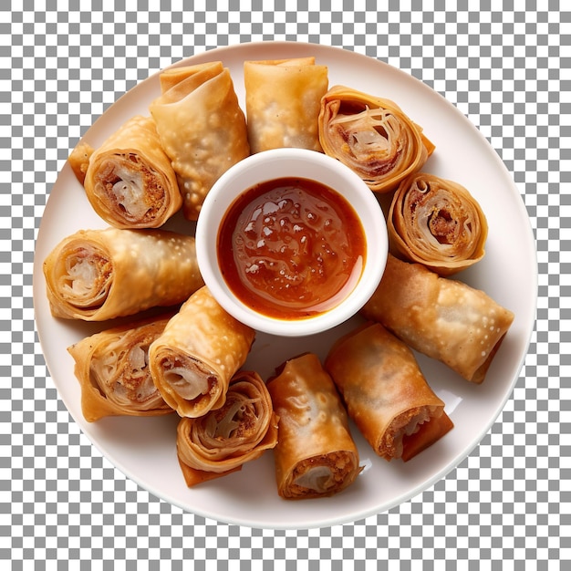 Assiette De Savoureux Petits Pains Croustillants Avec Sauce Sur Fond Transparent