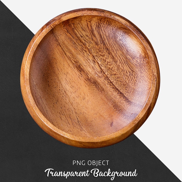 Assiette de service ronde en bois sur fond transparent