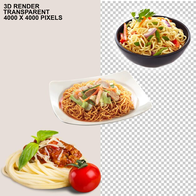 PSD une assiette de spaghettis avec un fond vert et transparent psdpng