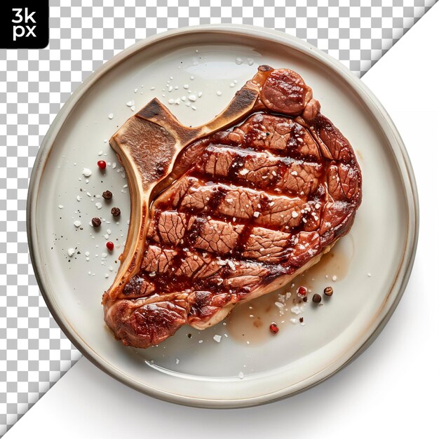 PSD une assiette de steak avec un fond noir et blanc