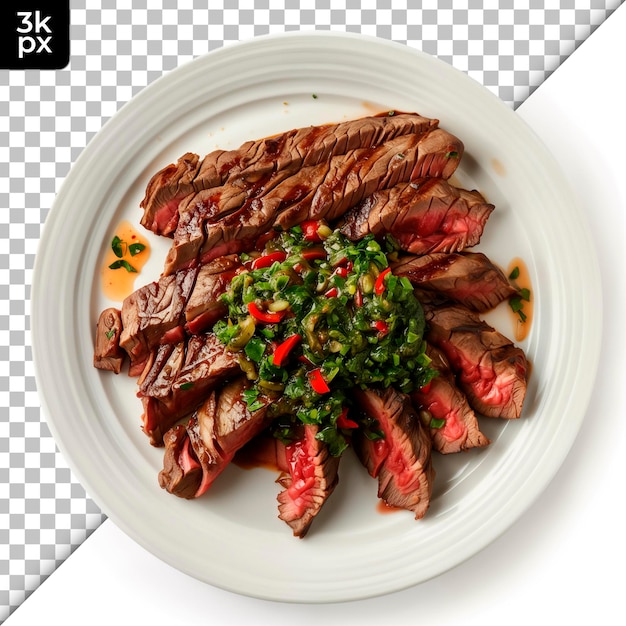 PSD une assiette de steaks avec une bordure noire et un fond blanc