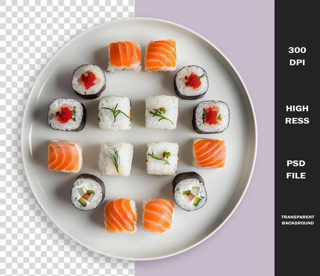 PSD une assiette de sushi avec une image d'une assiette de sushi