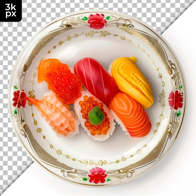 PSD une assiette de sushi et de sushi avec une image d'une variété de sushi