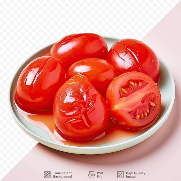 PSD une assiette de tomates avec les mots « tomate » dessus.