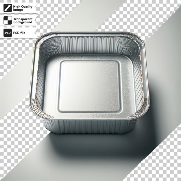 PSD des assiettes en aluminium vides en psd pour la nourriture à emporter sur fond transparent