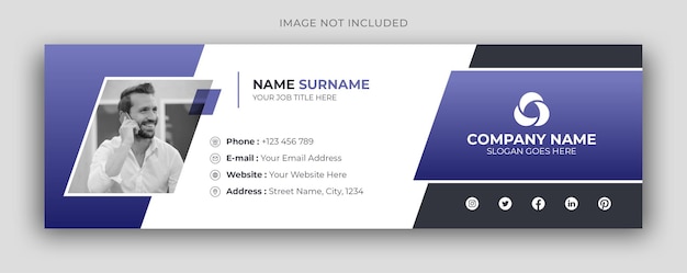 PSD assinatura de e-mail ou rodapé de e-mail e modelo de design de capa de facebook de mídia social pessoal