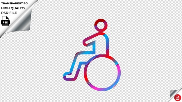 PSD assis sur un fauteuil roulant icône vectorielle ruban rouge bleu violet psd transparent