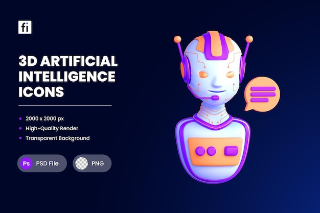 PSD assistente de ia de ilustração de ícone 3d